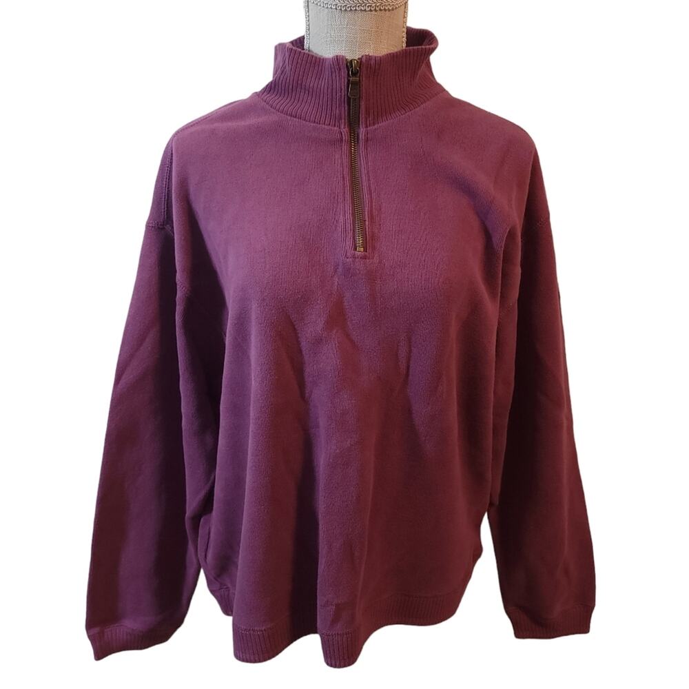 Tommy Bahama Purple 1/4 Zip Long Sleeve Knit Sweater Size Large